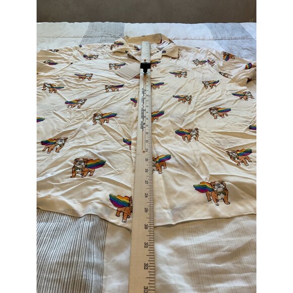 Denim & Flower Bulldog Rainbow Button-Up Shirt Size XL Viscose White - Picture 3 of 9